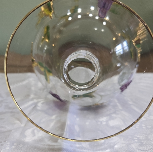 Romanian Stained Glass Pitcher with Grape and Leaf Design With 22k Gold Trim - Picture 6 of 6